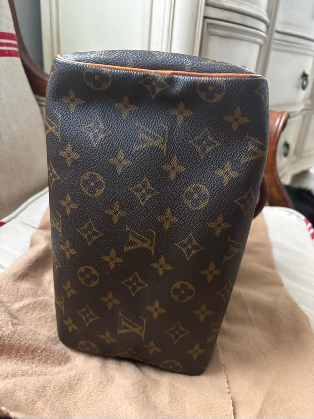 Louis Vuitton Monogram Canvas Satchel with Tan Leather Handles - Picture 8 of 16